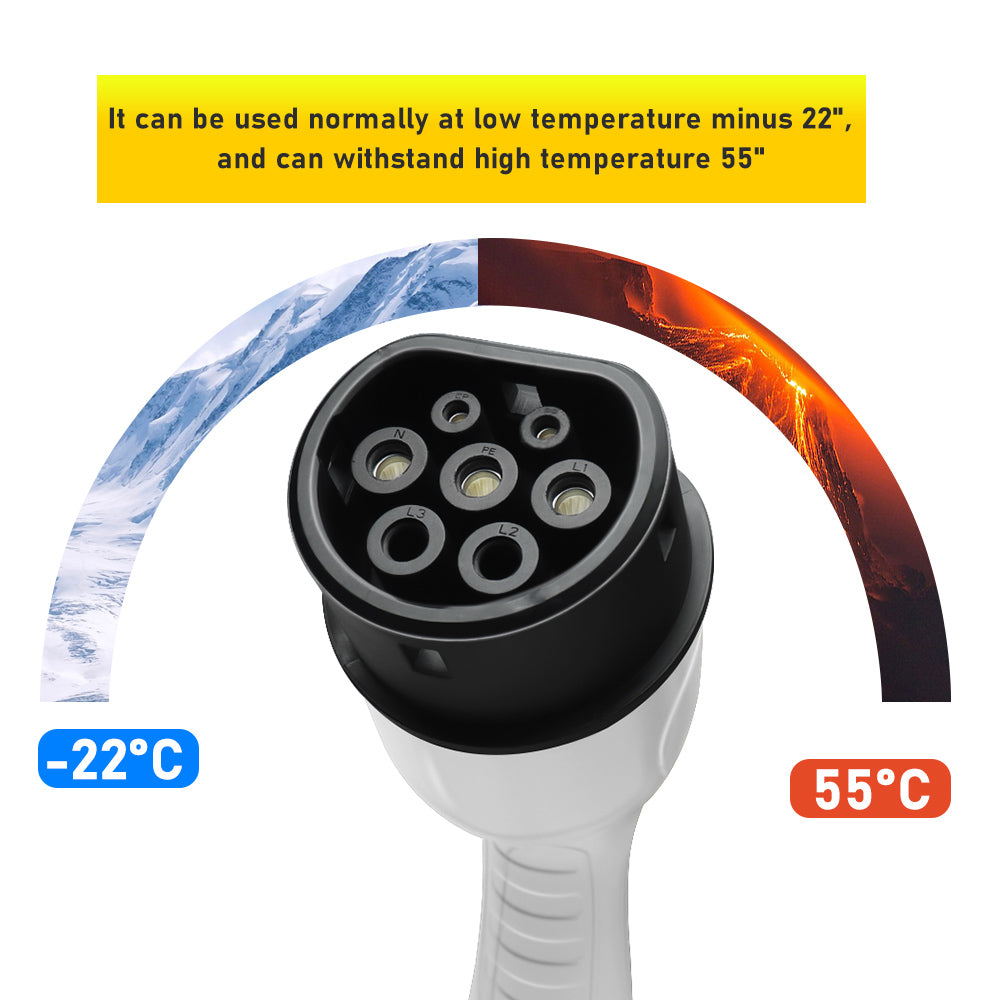 Noeifevo Caricabatteria per auto EV tipo 2, 16A /32A, 1fase/ 3fase, connettore di ricarica IEC 62196