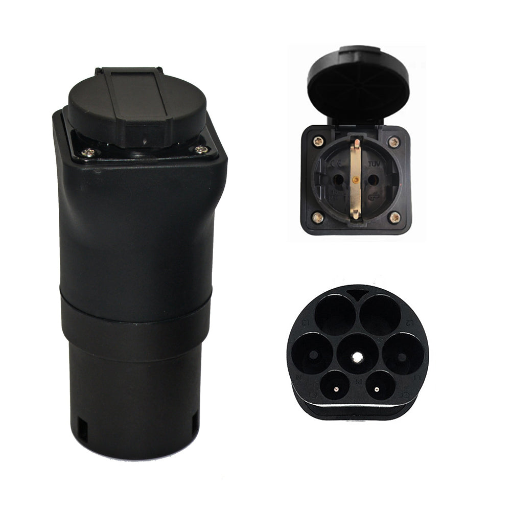 Noeifevo C2 Type2 Stekker naar Schuko Socket Adapter, 16A 1 Fase EV Adapter om stroom te krijgen van EV laadstation