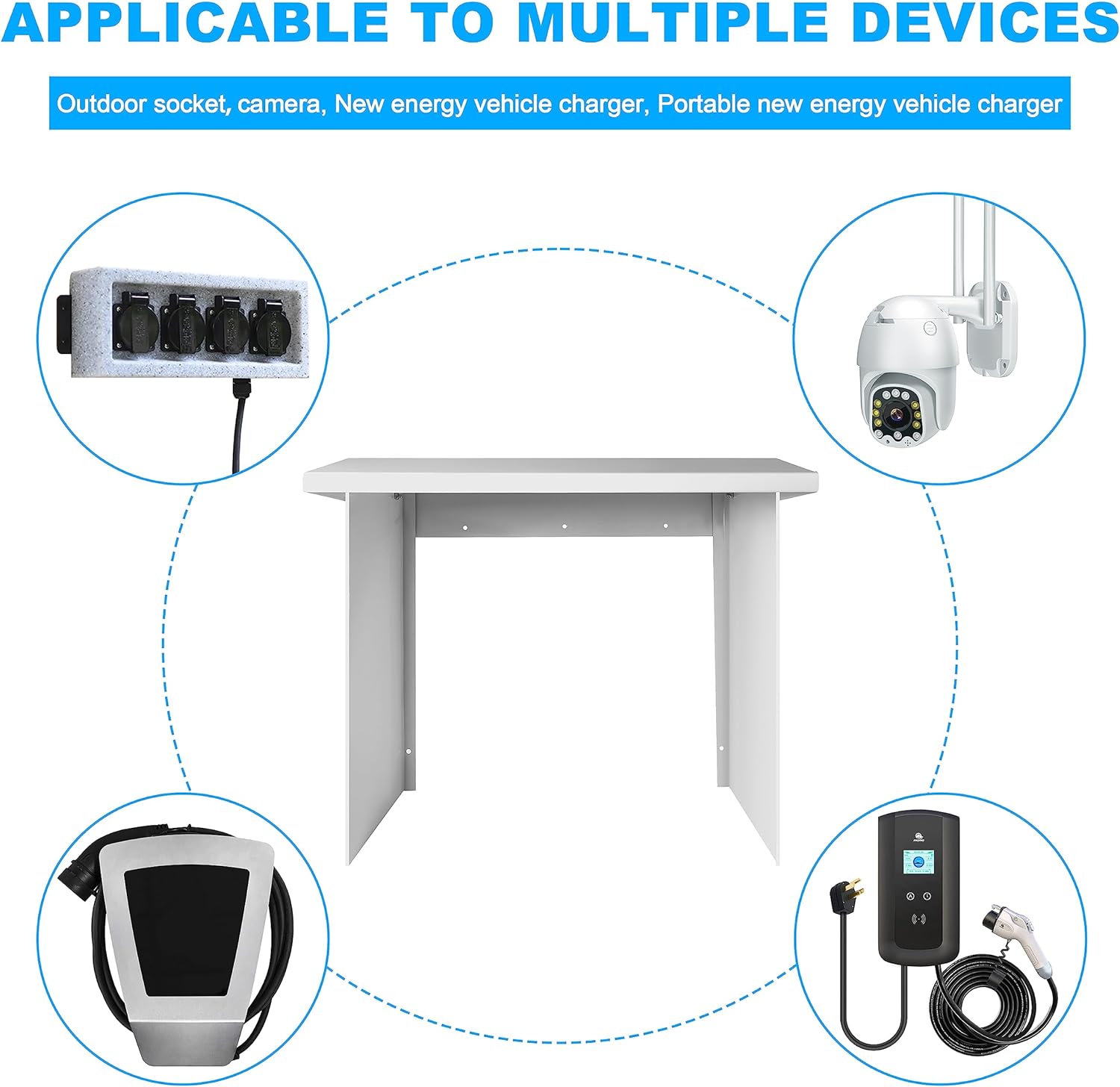 NOEIFEVO EV Charger Wallbox Osłona pogodowa Osłona przeciwdeszczowa do stacji ładowania samochodów elektrycznych Osłona ze stali nierdzewnej Odporna na warunki atmosferyczne (40 x 30 x 39 cm)