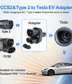 NOEIFEVO CCS2 en Type2 naar Tesla NACS Ev laadkabeladapter, AC 32A DC 400A 200KW elektrische voertuiglaadkabel, Type2 laadkabelconverter voor Model Y/S/3/x