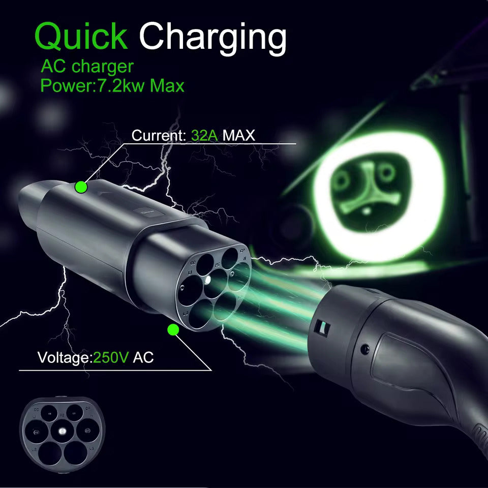 Adaptér NOEIFEVO Typ 2 pre Tesla, AC 7,2 kW 32A 220V, kompatibilný s Tesla Model S/X/3, pre AC Typ 2 nabíjačky pre elektrické vozidlá na nabíjanie vozidiel Tesla