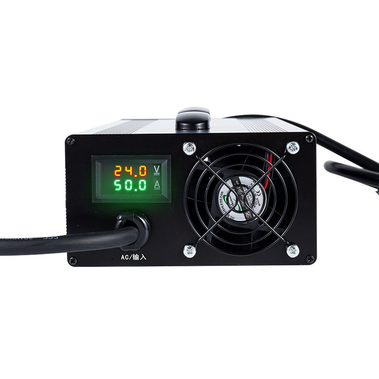 NOEIFEVO 24 V 5–50 A Strom einstellbares Blei-Säure-Batterieladegerät, LCD-Display, Schnellladegerät für Wohnmobil, Trolling-Motor, Boot und Wohnwagen