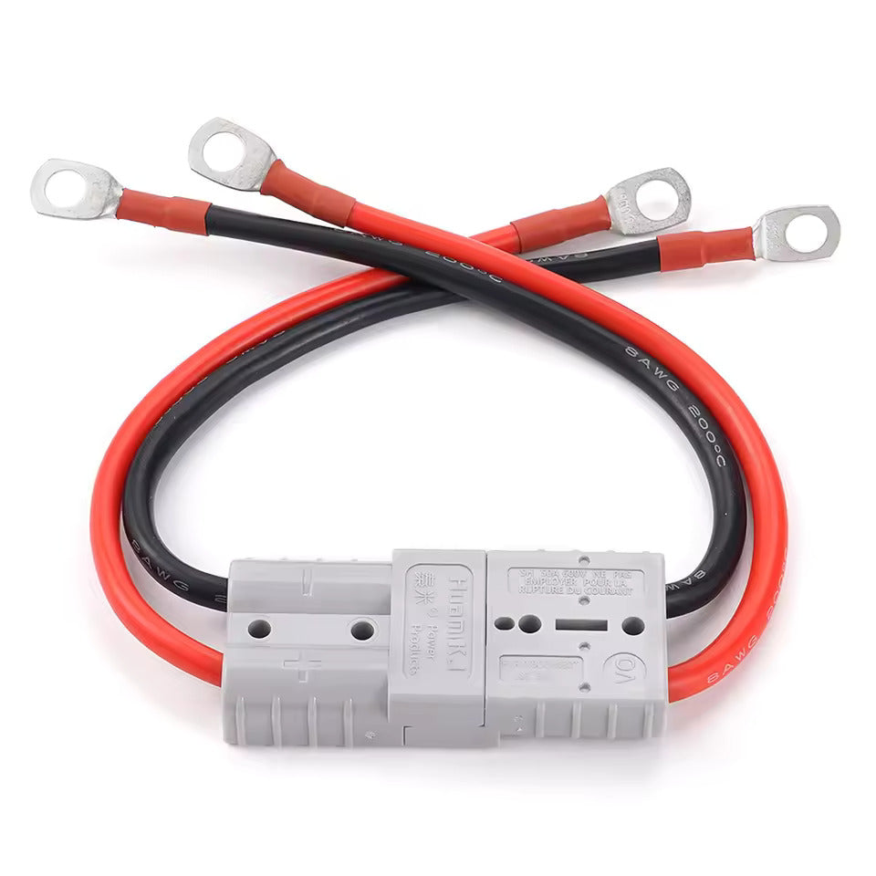 Złącze wysokoprądowe 50A 600V, Anderson 50A na szybkozłączkę M8, kabel elektryczny 8 AWG o długości 20 cm do baterii LiFePO4, wózek golfowy, wózek widłowy