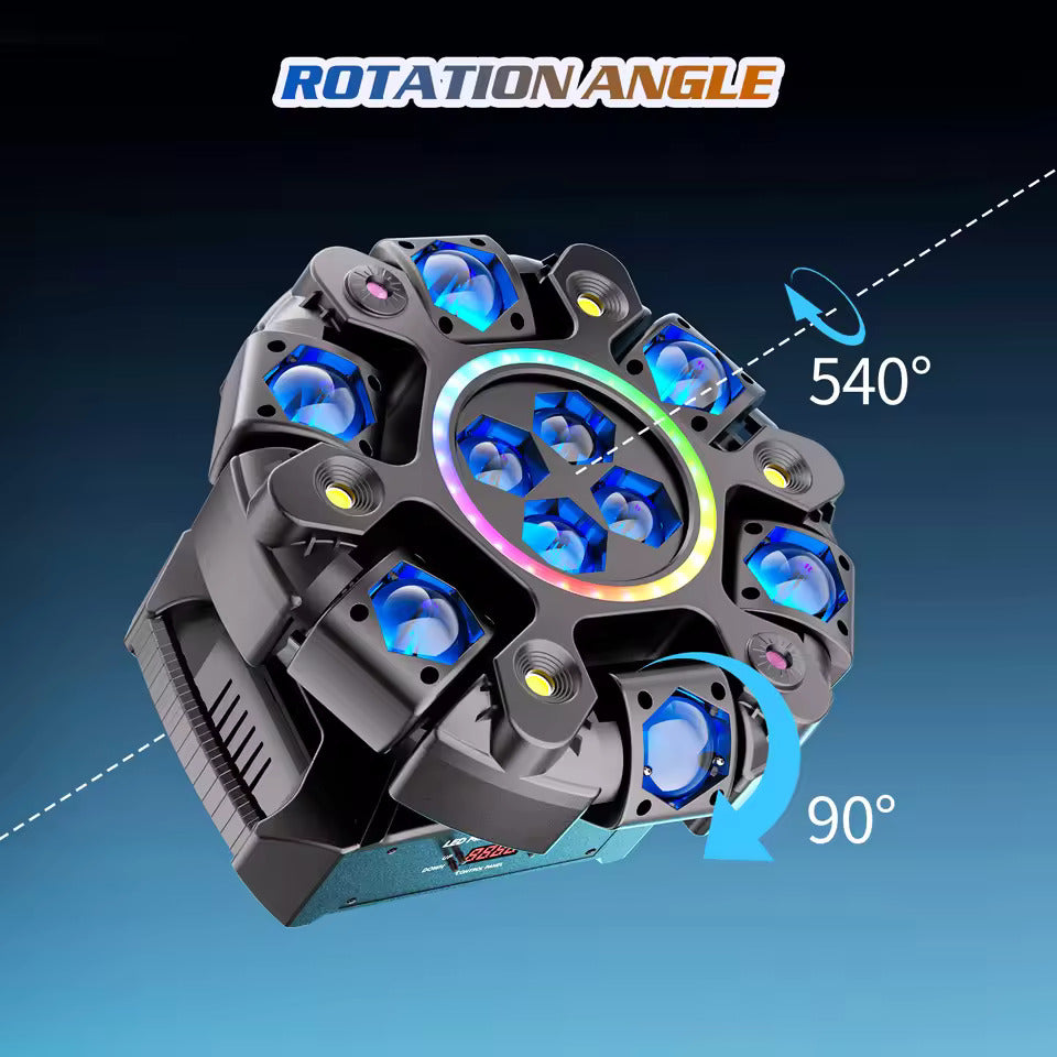 150W 6-armet RGBW beam moving head med halo-effekt, scenelys, DMX512 bikakestråle-stroboskop-effekt, egnet for DJ-fester, bursdagsfeiringer, profesjonell scenebelysning, bar- og KTV-belysning