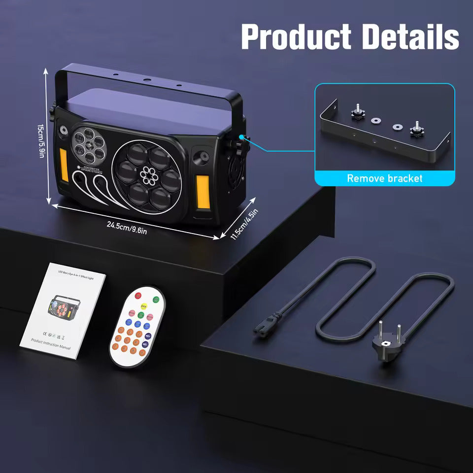 80W Partylicht 6-in-1 Bienenauge LED Bühnenstrahler, RGBW LED Strahleneffekte mit Stroboskop für DJ, Disco, Party, Hochzeit und Tanz