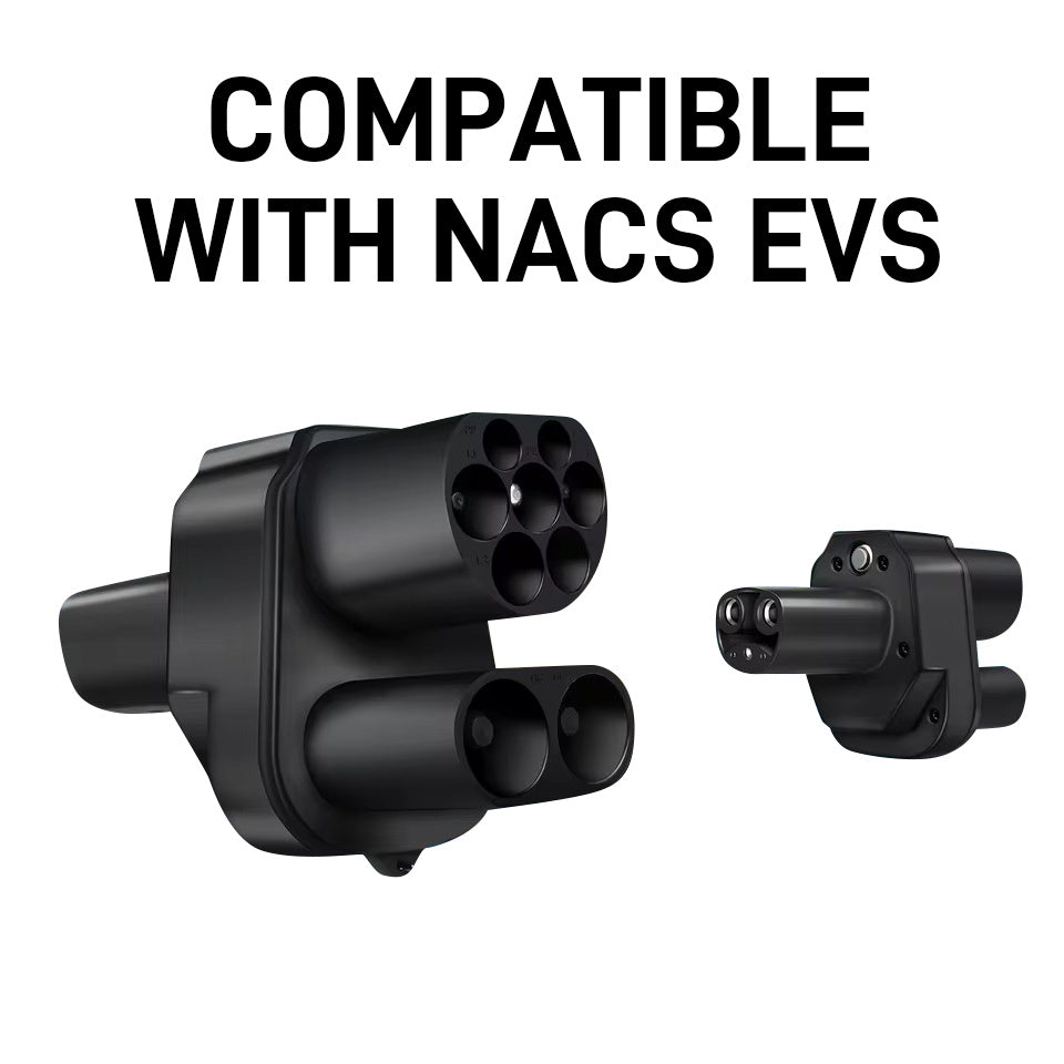 NOEIFEVO CCS2 og Typ 2 til Tesla NACS EV ladekabeladapter, AC 32A DC 400A, kompatibel med Tesla Model 3/X/Y, fremstillet i USA, CCS2-kombinationsadapter, understøtter CCS2- og Typ 2-ladere