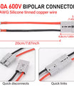 Złącze wysokoprądowe 50A 600V, Anderson 50A na szybkozłączkę M8, kabel elektryczny 8 AWG o długości 20 cm do baterii LiFePO4, wózek golfowy, wózek widłowy