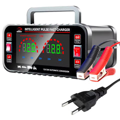 12 10A / 24V 5A Fuldautomatisk bilbatterioplader Intelligent pulsreparation bilbatterioplader Motorcykelbatterioplader