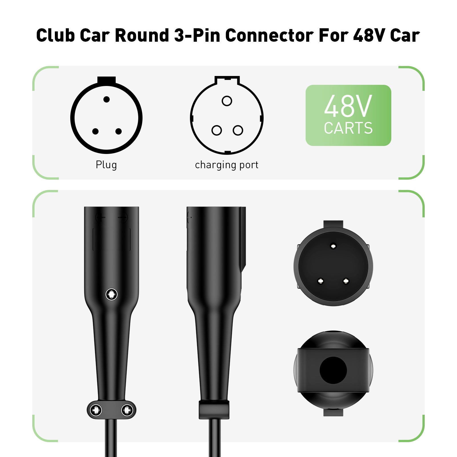  NOEIFEVO 48V 20A Caricabatteria per carrello da golf per auto da club precedenti e DS con cavo OBC