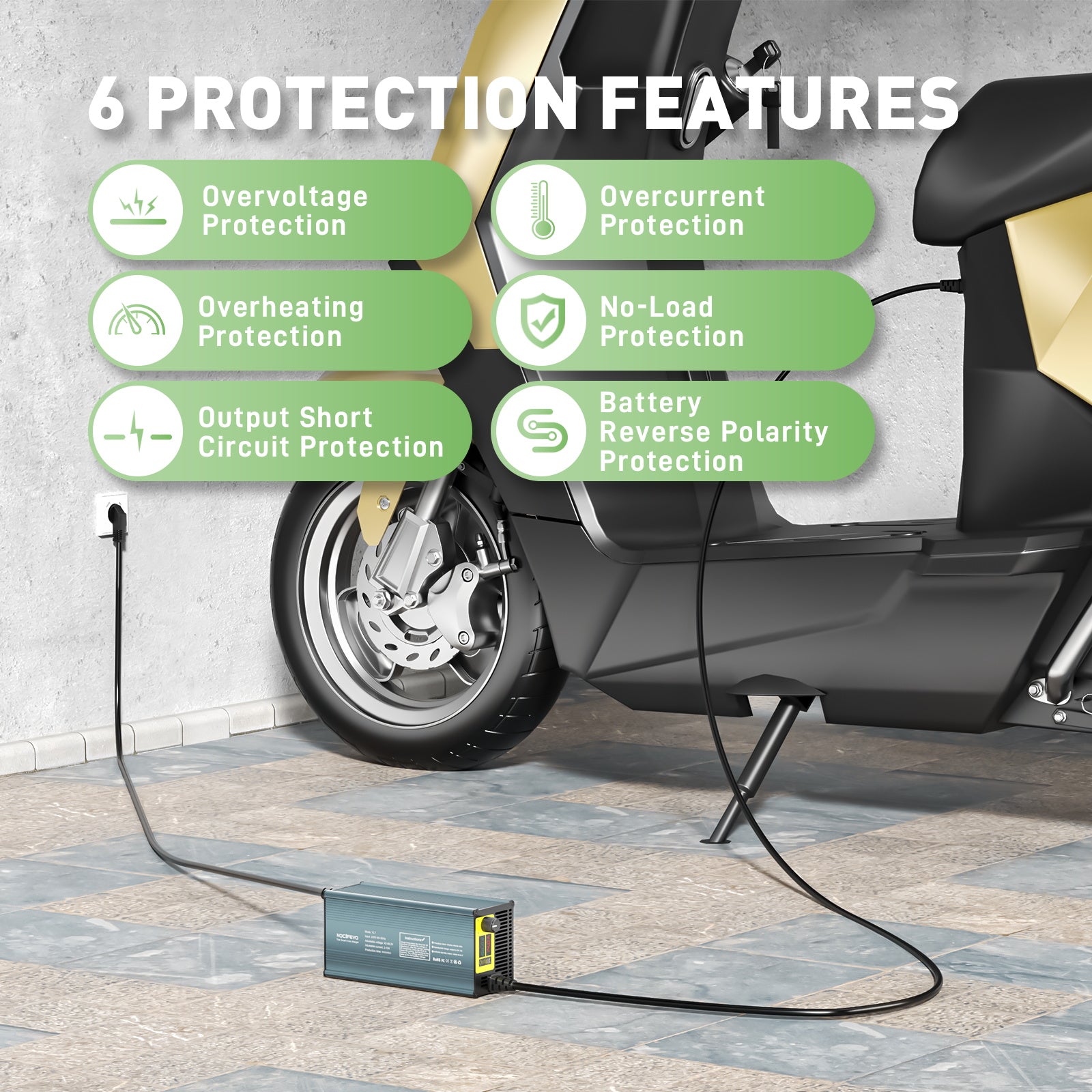 NOEIFEVO 10A Stroom 42V-88,2V Spanning Instelbaar Li-Ion LiFePO4 Lithium-Lader Voor 36V 48V 60V 72V 84V Batterij