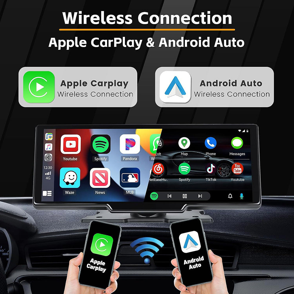 NOEIFEVO C200 10,26 Pollici Schermo CarPlay, Radio Auto Portatile Compatibile con Apple CarPlay e Android Auto, Schermo IPS Touch, Dashcam 4K, Telecamera Posteriore 1080P, Siri, Navigazione GPS, Bluetooth, MirrorLink, FM